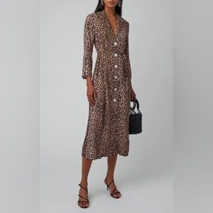 Rixo London Sienna-Printed Silk/Cotton Animal Print Midi Dress Duster